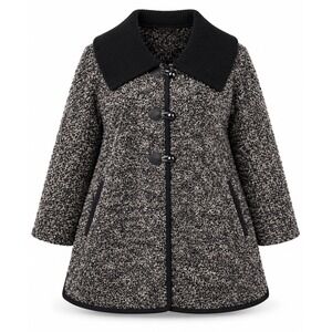 Virtuelle Grey Boucle Knit Toggle Coat Plus Size AU 20 UK 22 Ribbed Collar